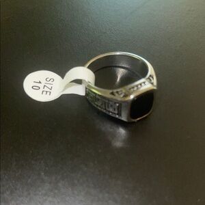 Men's Silver and Black Ring